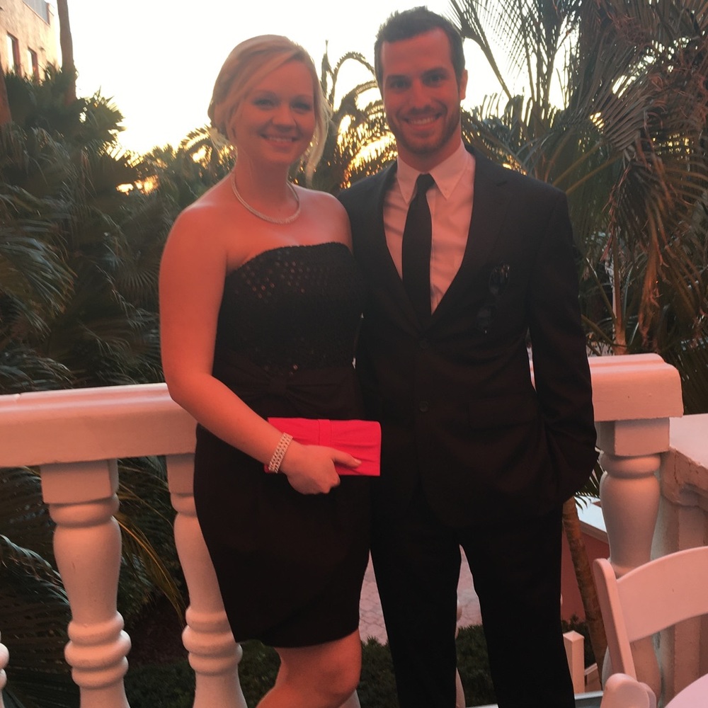 Black strapless sequin top dress